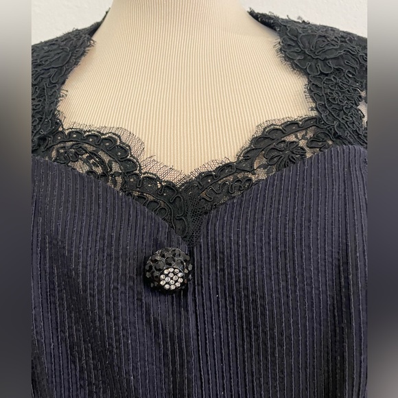 Women's Lace Embellished Skirt suit with rhinestone buttons - Picture 3 of 13